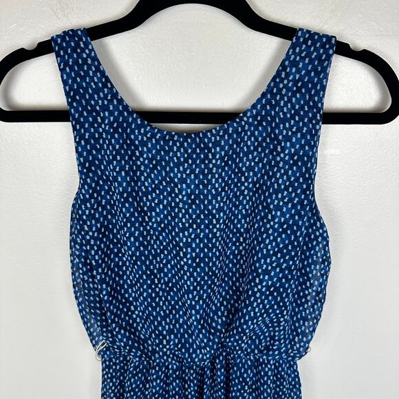 City Studio Womens Dot Print Tiered Cinched Blue Sleeveless Dress Small NO BELT - Picture 5 of 11